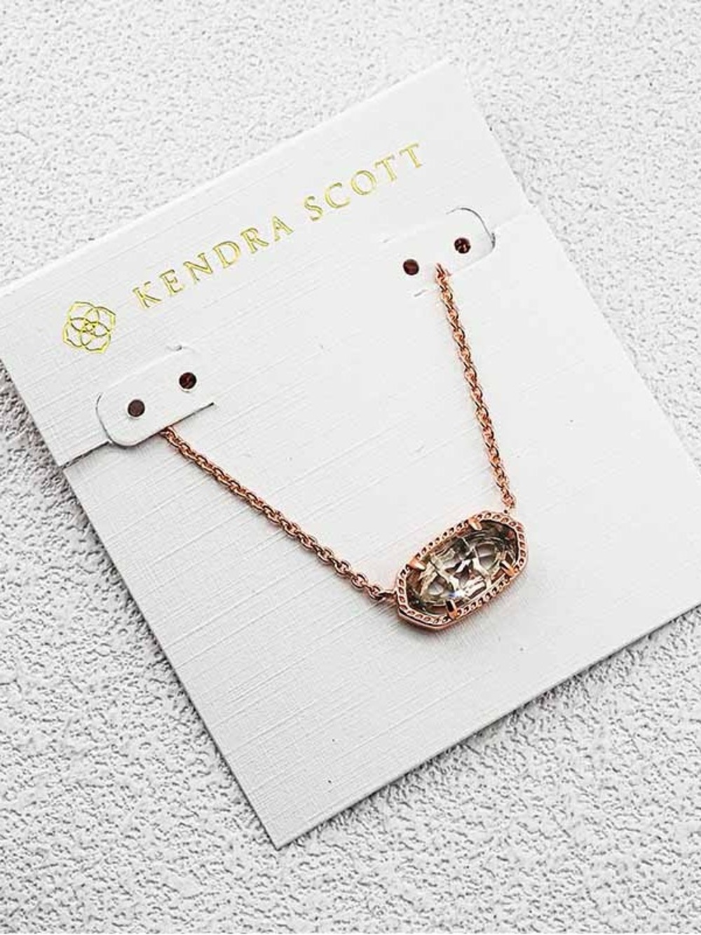 Kendra Scott Rose Gold Pendant Necklace with Clear Stone